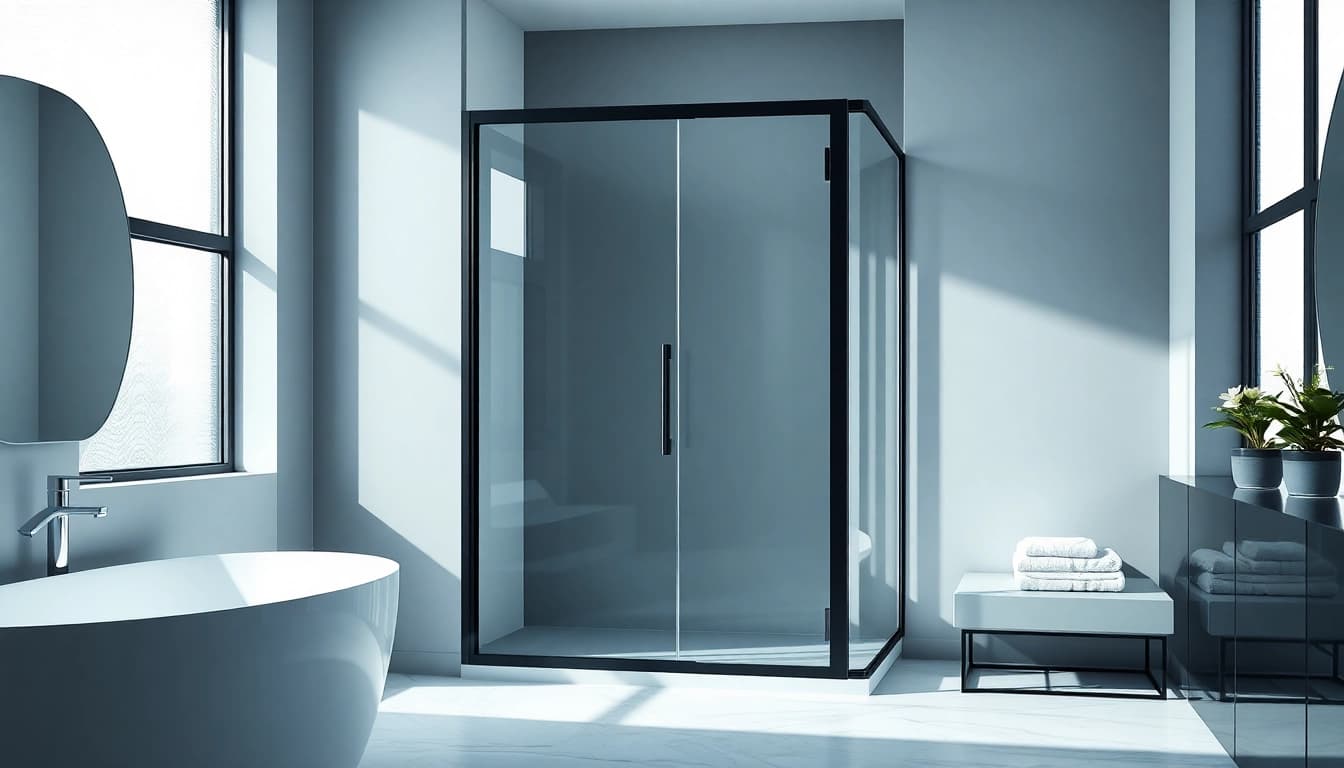 Stylish shower door black frame featured in a modern bathroom design, enhancing elegance.