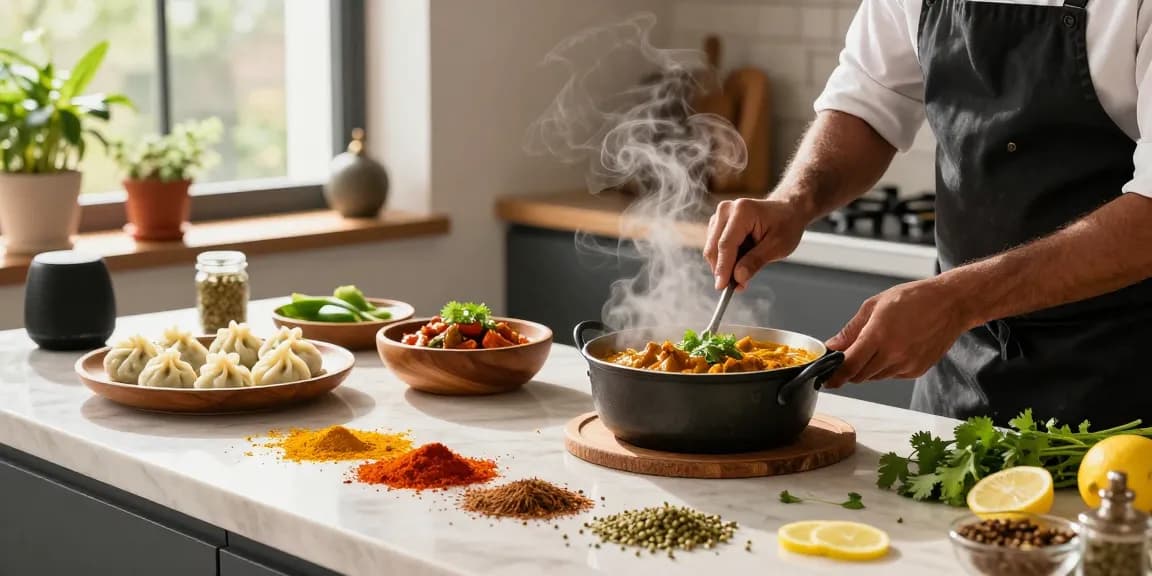 Experience the vibrant flavors of ROKOK88 with authentic curry and momo preparation in a lively kitchen setting.
