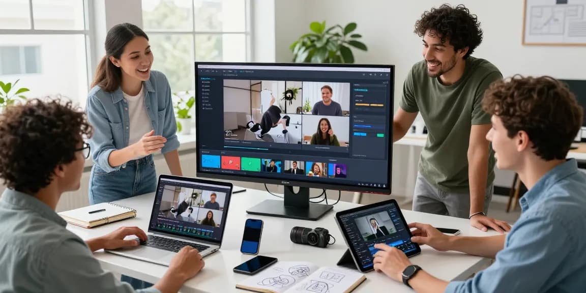 Creators using Seedance AI to generate engaging videos in a vibrant collaborative workspace.
