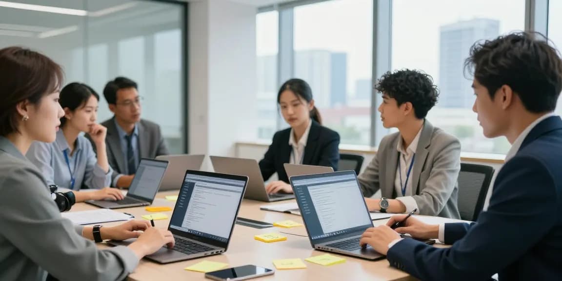 IT support for small business London team brainstorming effective strategies in a modern office.