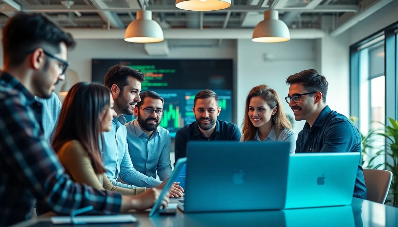 Team providing managed it services lakeland in a modern office environment, showcasing collaboration.