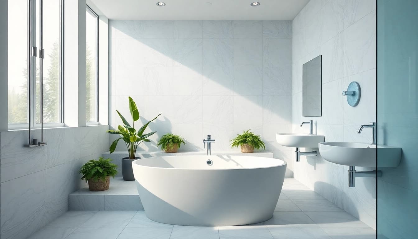 Badgestaltung von sonni sanitär GmbH mit modernen Armaturen und entspannender Atmosphäre.