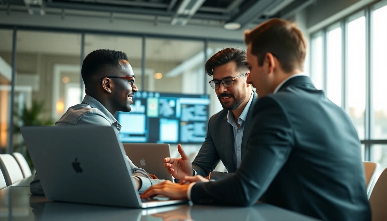 Engaging AI assistant for enterprise enhancing teamwork in a modern office.
