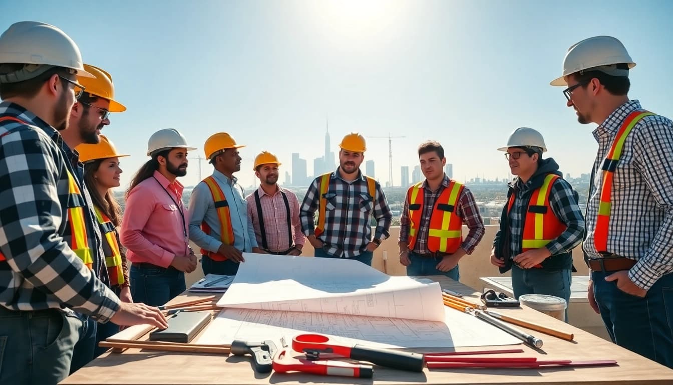 Engaged professionals from the southern california contractors association collaborating on project plans.