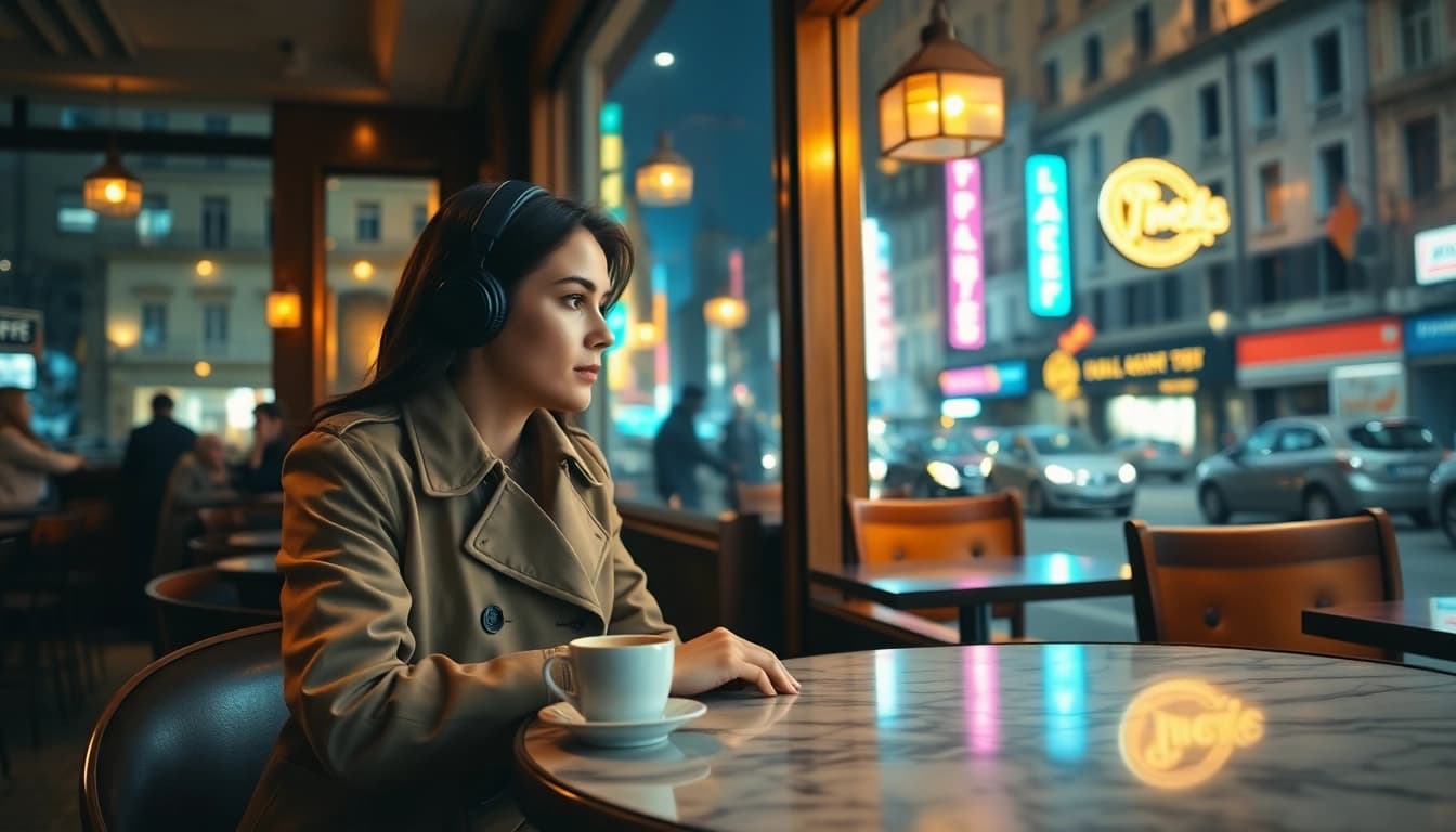 Engaging café scene showcasing the image to prompt ai generator in creative use