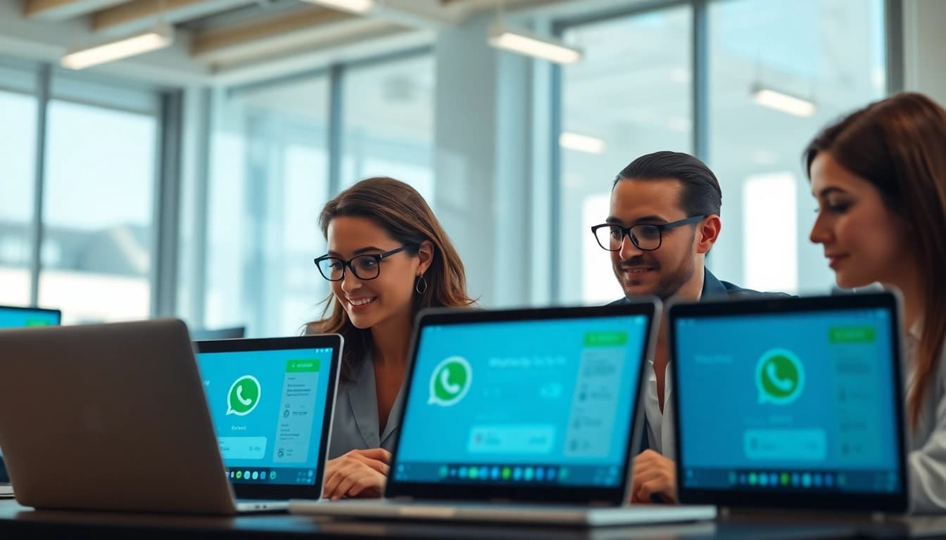 Enhance your business efficiency with WhatsApp Business CRM displayed in a professional setting.