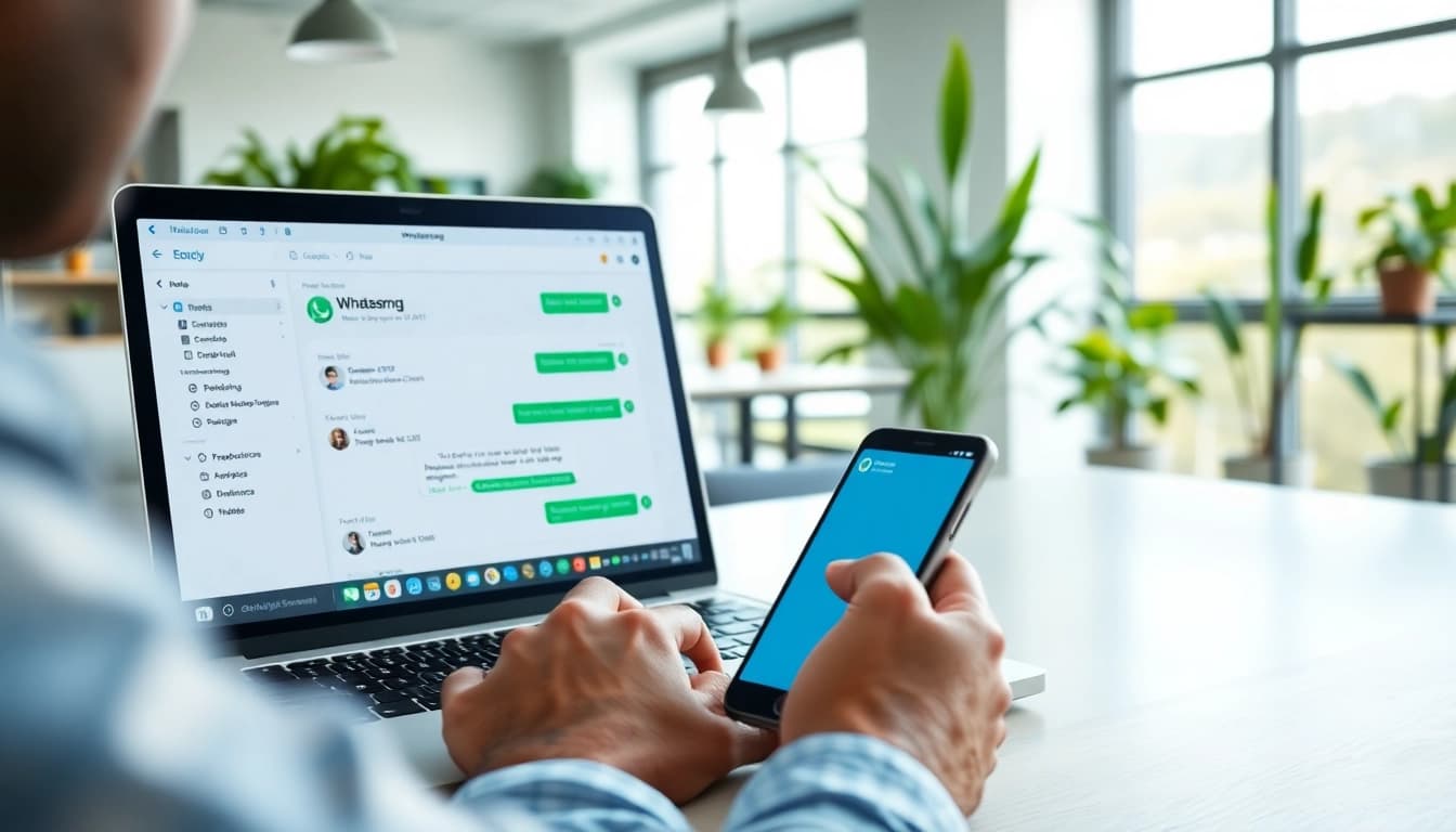 Send messages seamlessly with ultramsg, showcasing a user-friendly interface on a laptop.