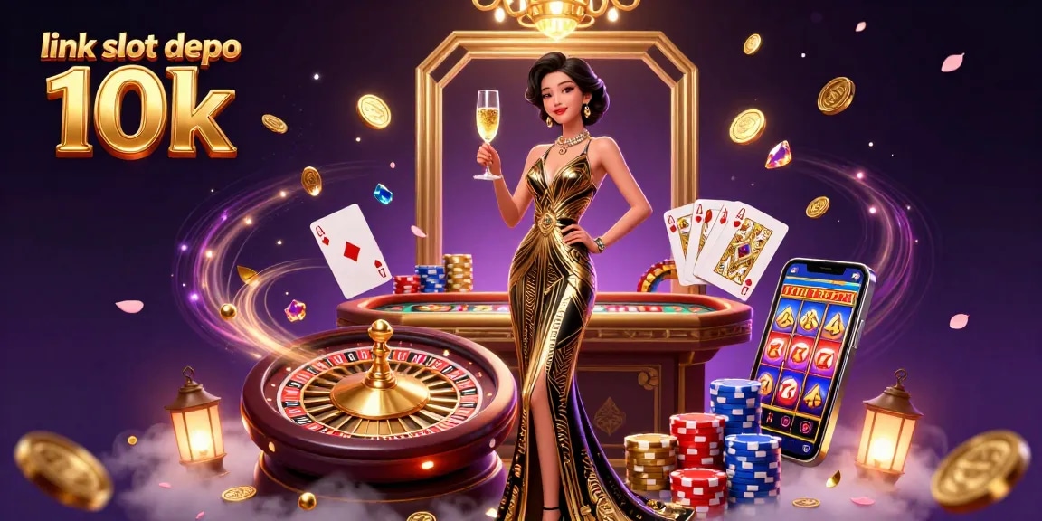 Experience the excitement with link slot depo 10k, featuring dynamic gold coins, elegant designs, and spinning roulette.