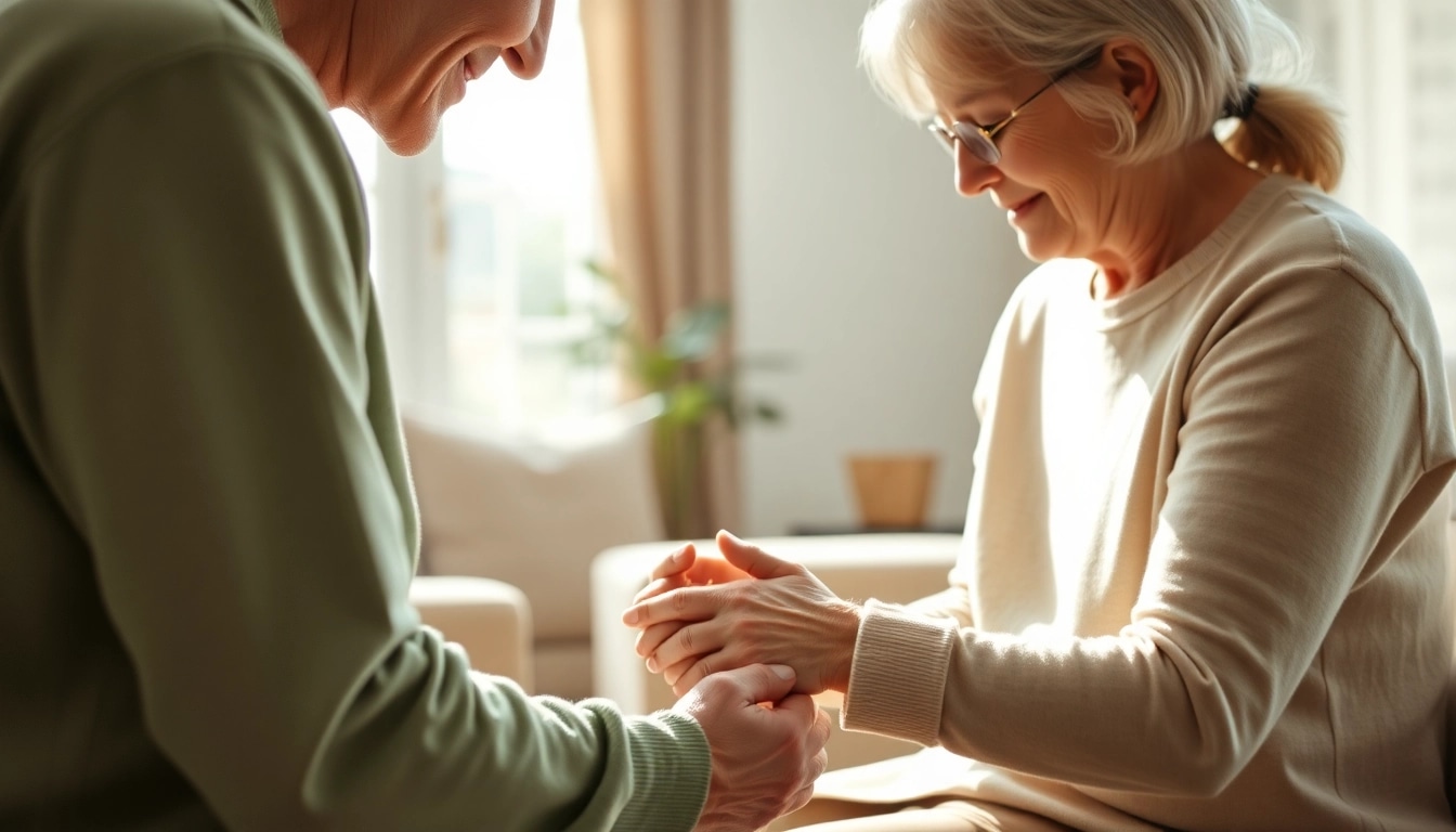 Compassionate senior caregivers austin tx helping elderly clients in a warm home setting.