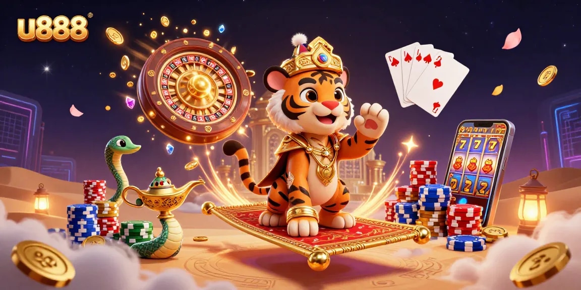 Experience thrilling wins with u888 casino's vibrant, dynamic gambling scene featuring iconic characters.