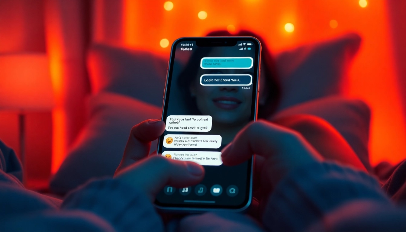 Engaging in ai sexting with a playful AI character in a cozy digital environment.
