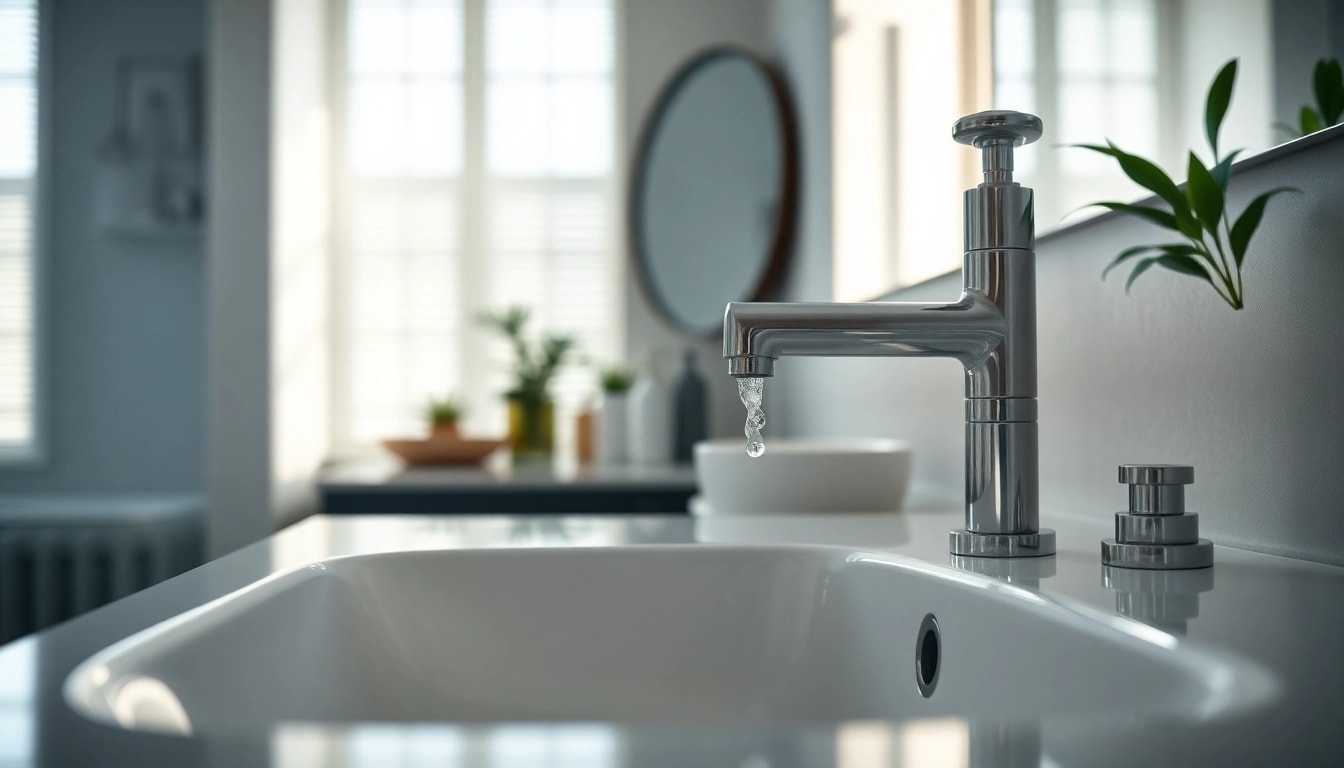 Showcasing an american standard sink with a modern faucet design in a stylish bathroom.