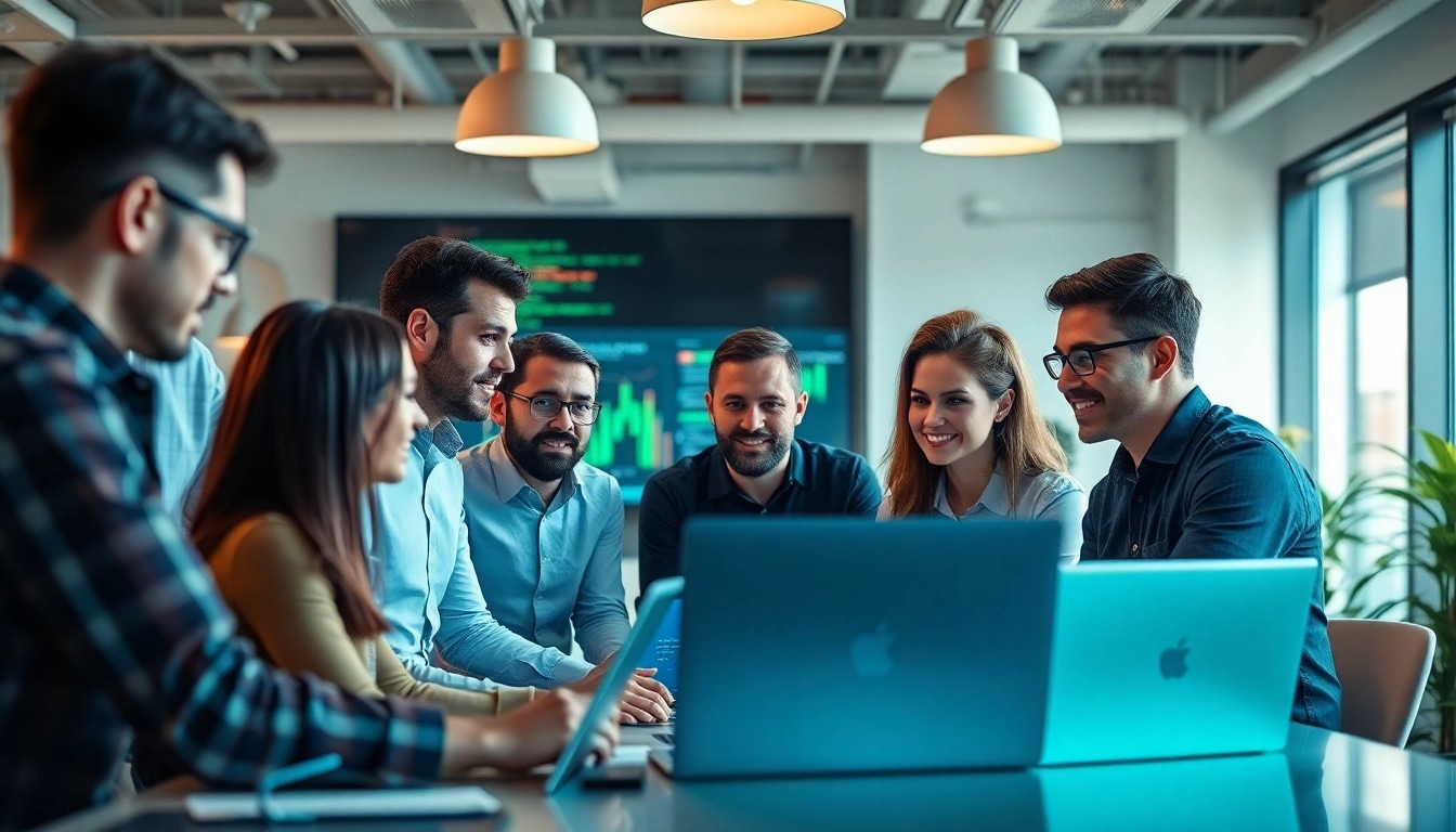 Team providing managed it services lakeland in a modern office environment, showcasing collaboration.