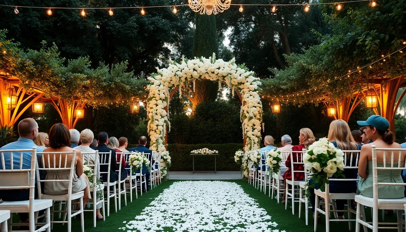 Stunning wedding venues Sacramento showcasing an outdoor ceremony with floral decor.