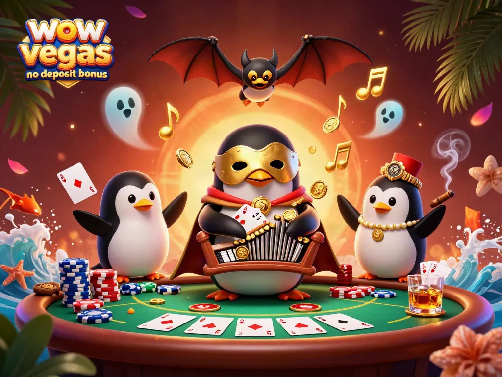 Engage with the wow vegas no deposit bonus by exploring vibrant casino elements in a lively 3D illustration.
