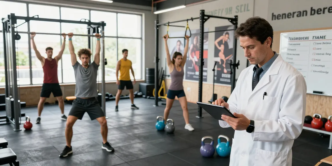 Active fitness lab scene showcasing athletes and researchers analyzing performance data at swiss chems labs.