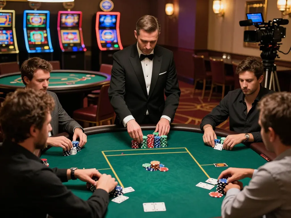 Players strategizing in an upscale poker game showcasing XX88 atmosphere with luxurious decor.