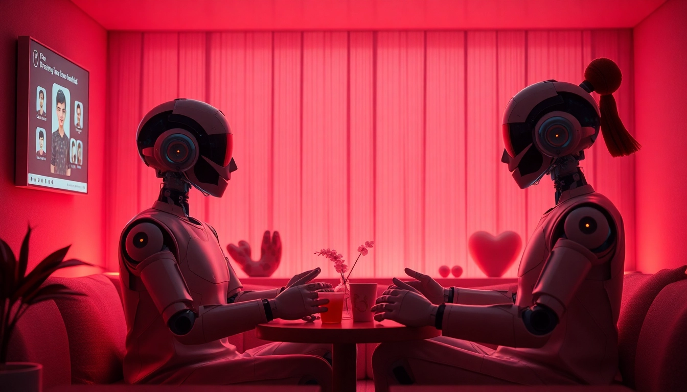 AI sex chat interaction in a cozy, intimate digital space with engaging avatars.