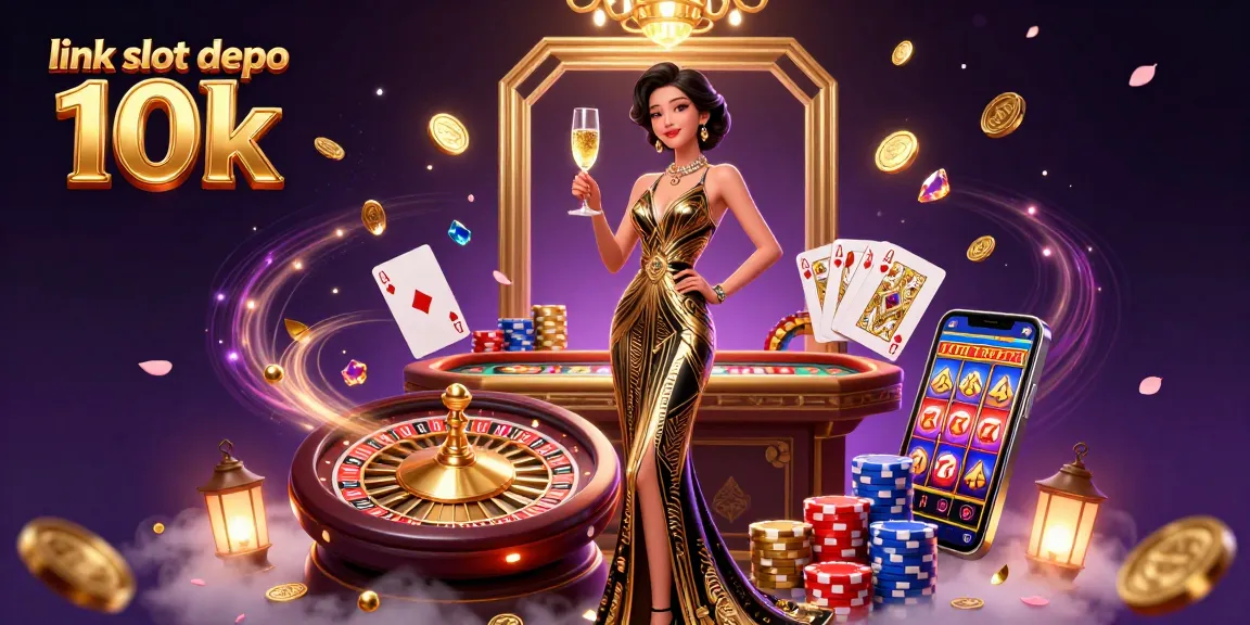 Experience the excitement with link slot depo 10k, featuring dynamic gold coins, elegant designs, and spinning roulette.