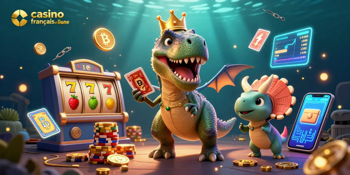 Découvrez le monde palpitant du casino français en ligne avec un T-Rex, un assistant et des jetons en or.