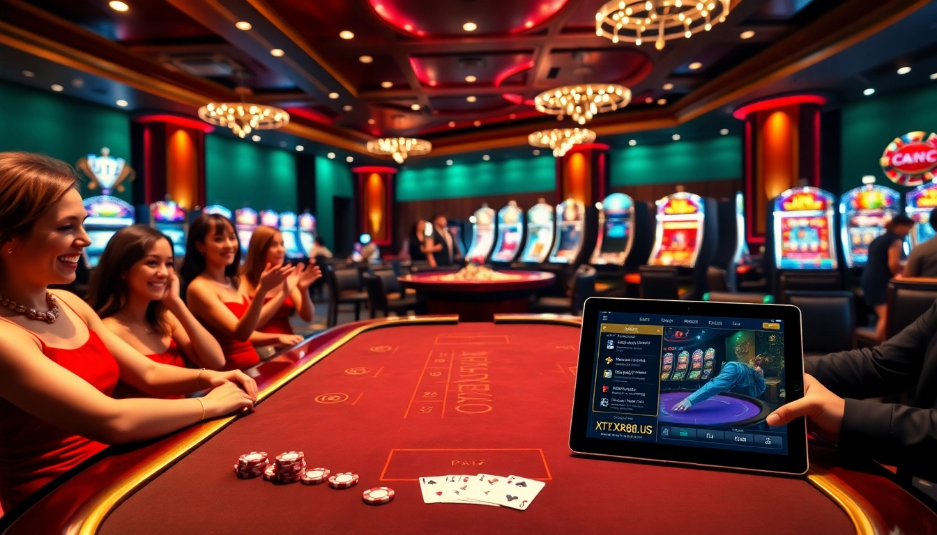 Baccarat table action at https://xx88.us/ with players and luxury casino atmosphere.