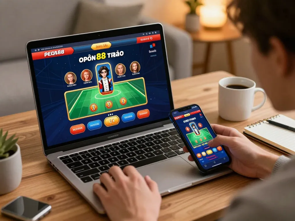 Engaging with open88 nhà cái on laptop for exciting online gameplay experience.