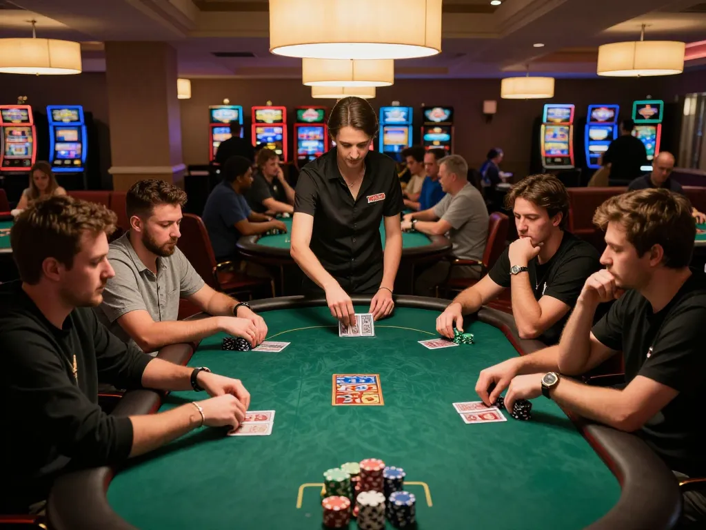 Players strategizing at a poker table in a luxurious casino, showcasing nano banana 3 editing for dynamic scenes