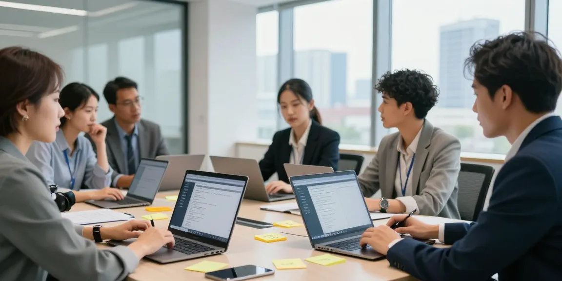 IT support for small business London team brainstorming effective strategies in a modern office.
