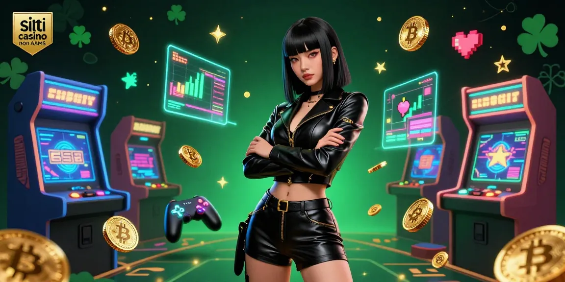 siti casino non AAMS con una potente donna asiatica circondata da monete d'oro e macchine da gioco in una vivace scena di casinò.