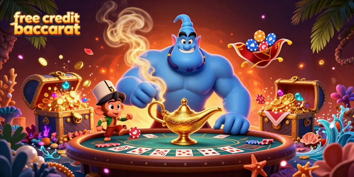 Master baccarat strategies with free credit baccarat in this vibrant 3D illustration.