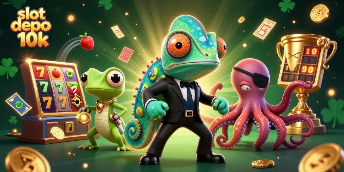 Win big with slot depo 10k featuring 3D characters in an exciting casino scene.