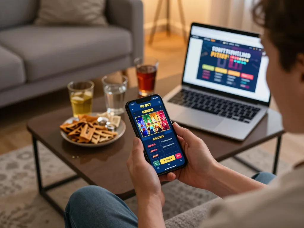 Player engaging with F8 BET app on smartphone during an exciting gaming session.