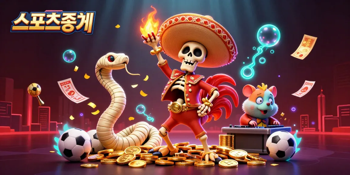 Engage in 스포츠중계 excitement with a dynamic illustration showing a fiesta of sports betting elements.