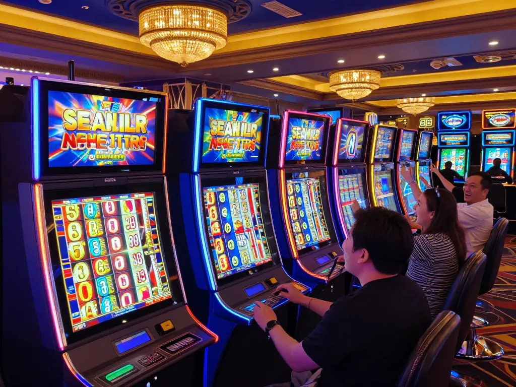 Players celebrating wins at SLOT777 resmi slot machines in vibrant casino atmosphere.