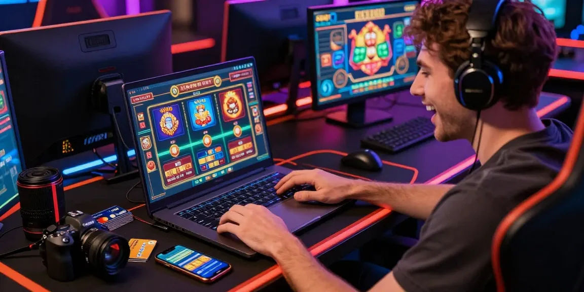 Engaging gameplay at casinos that accept credit cards with vibrant visuals, user excitement, and modern technology.