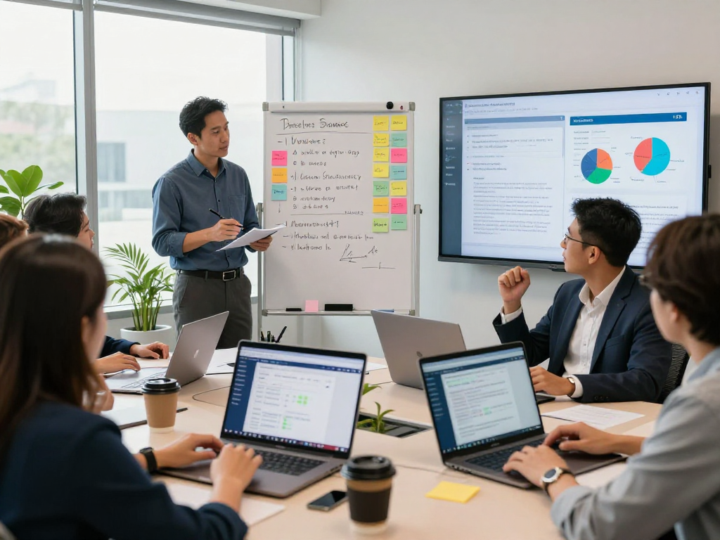 Email marketing for campaigns strategies being discussed in a collaborative team meeting.