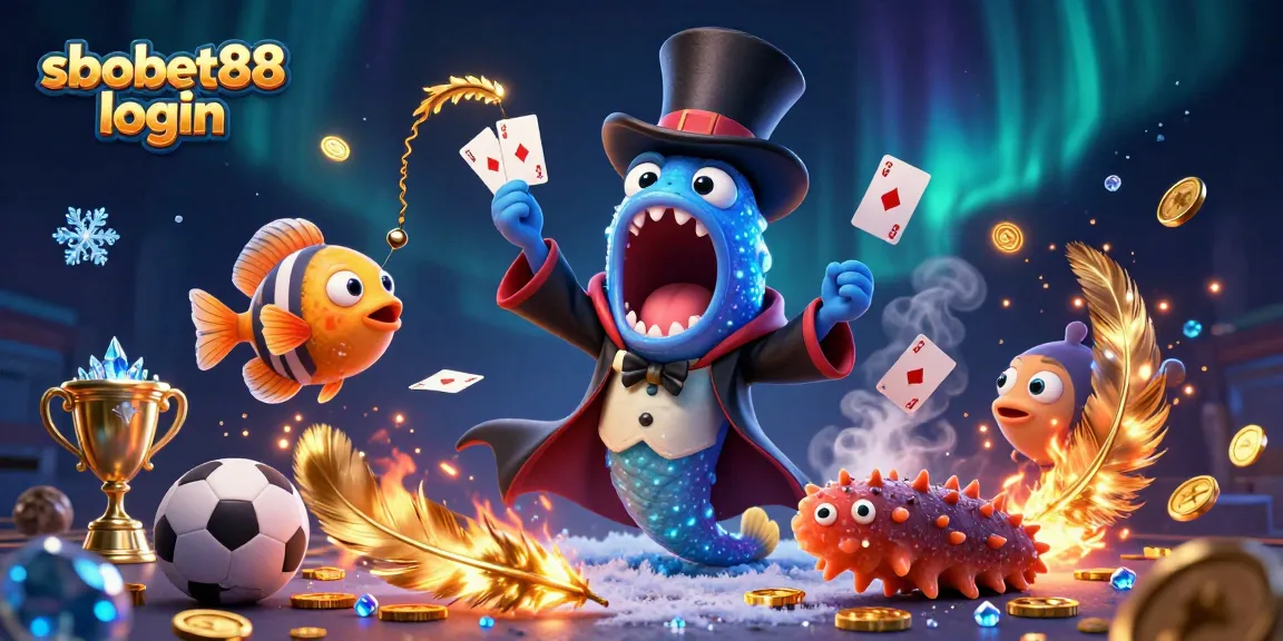 Engaging sbobet88 login scene featuring dynamic betting elements, vibrant characters and colorful casino atmosphere.