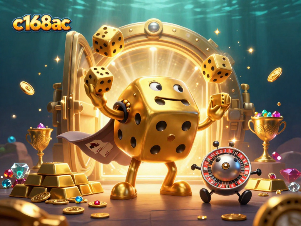 Experience thrilling gameplay at c168ac with golden dice and casino elements illuminating the scene.
