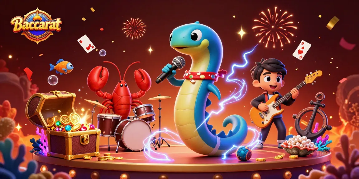 Baccarat game is brought to life with colorful underwater characters performing at a casino