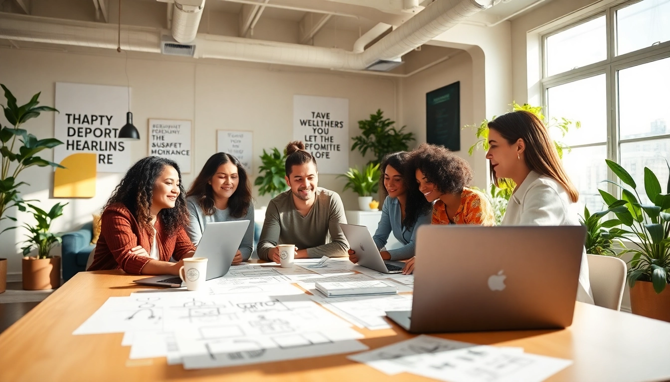 Showcasing innerpreneur collaboration in a vibrant workspace with a creative atmosphere.