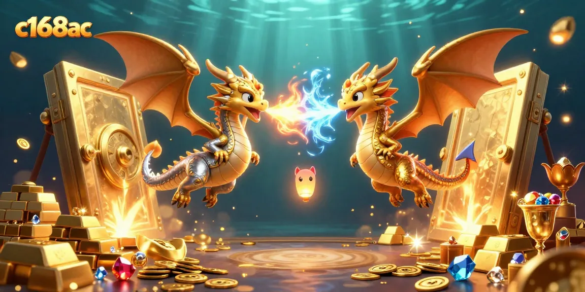 Experience the excitement of winning jackpots at c168ac with twin dragons breathing fire and ice.