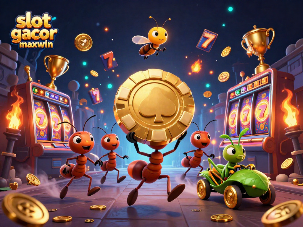 Menangkan slot gacor maxwin dengan ant bertema kasino yang membawa chip poker emas raksasa.