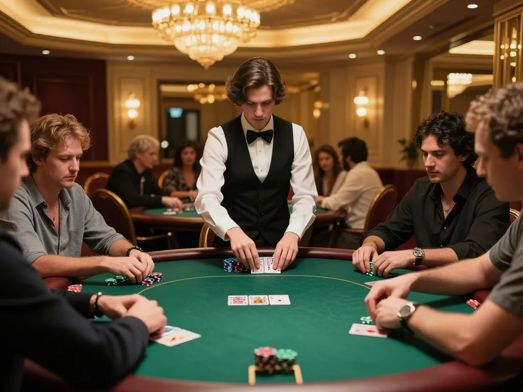 Engaging poker players enjoying a game at jmb88 in a luxurious casino setting.