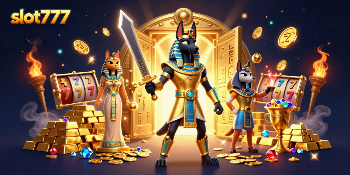 Engage with slot777 experience, featuring ancient characters, gold treasures, and vibrant gaming elements.