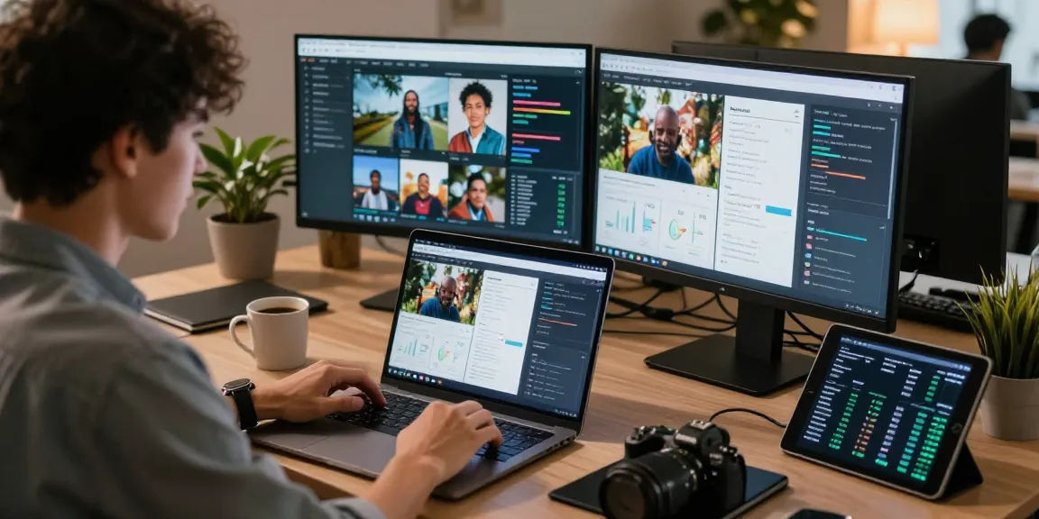 AI image detector workspace showcasing analysis results with free ai detector on multiple screens