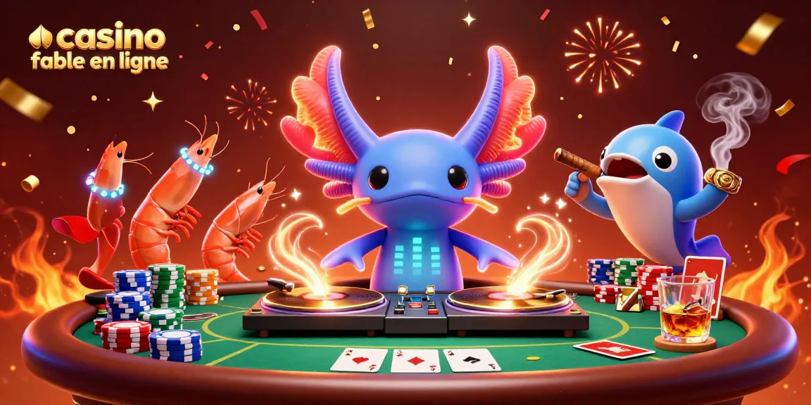 Plongez dans l'univers des jeux avec le casino fiable en ligne, animé par un DJ axolotl et des crevettes dansantes.
