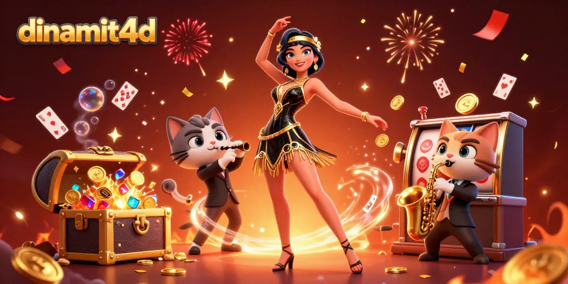 Engage in thrilling gameplay at dinamit4d with vibrant dancing characters and exciting slot action.