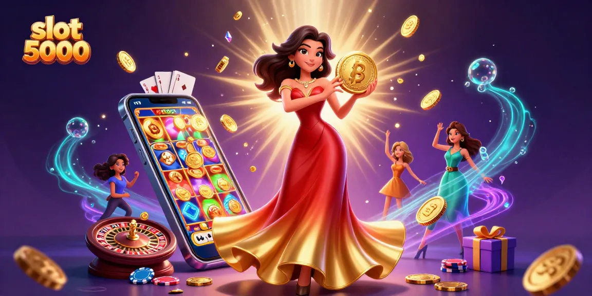 Experience the thrill of slot 5000 with a stunning 3D illustration showcasing vibrant casino elements.