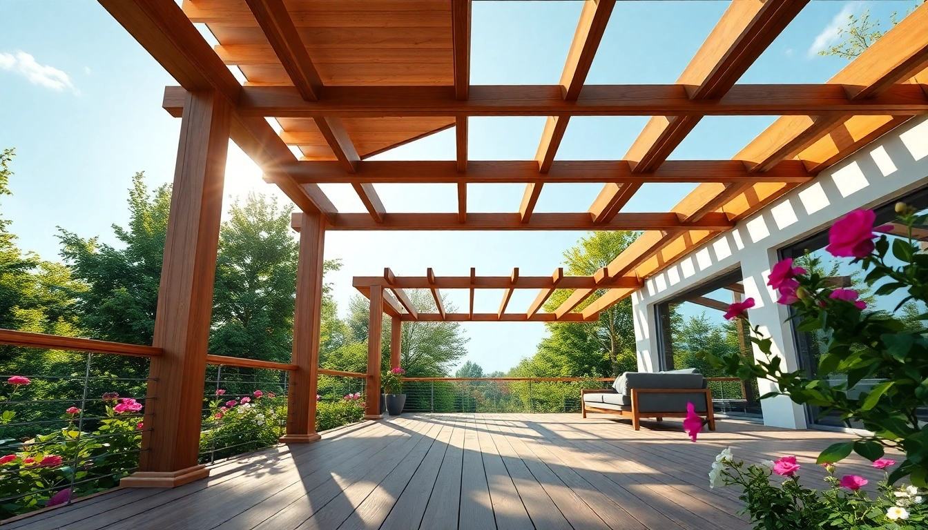 Gestalten Sie Ihre Terrassenueberdachung Ungarn mit einem eleganten Design aus Holz und moderner Pergola.