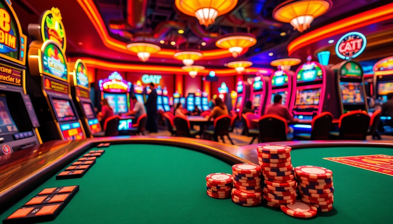 Bermain di kasino bbni4d dengan mesin slot dan meja poker yang meriah.